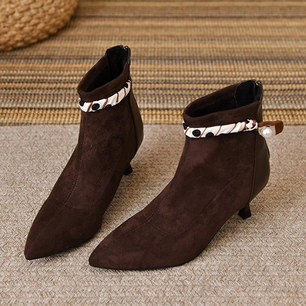 Elegant Pointed Toe Suede Heels