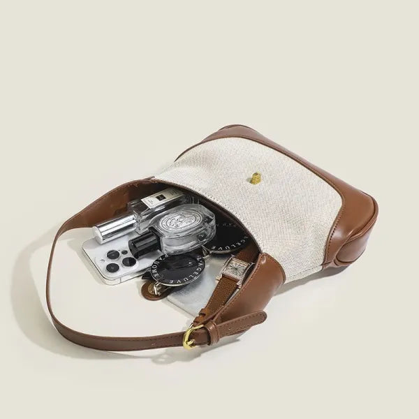Chic Leather Canvas Shoulder Bag
