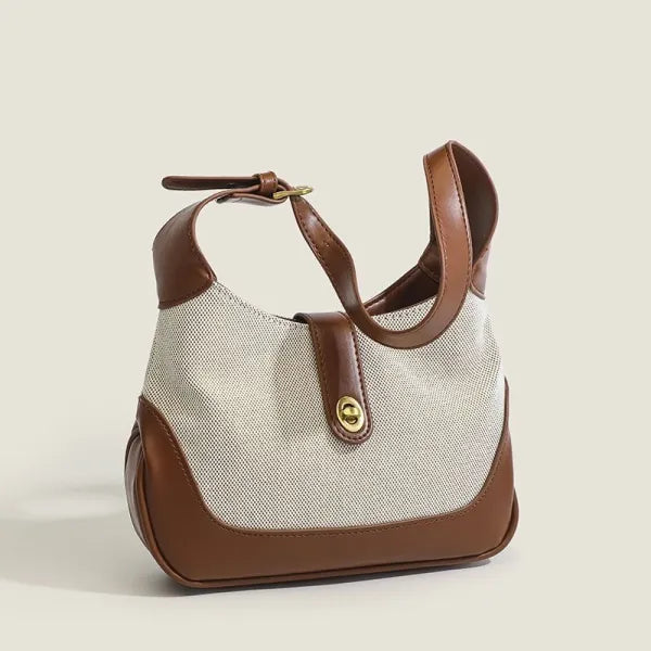 Chic Leather Canvas Shoulder Bag