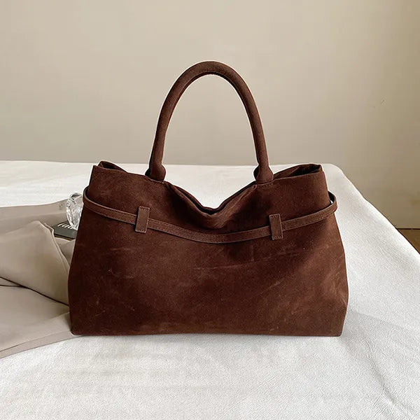Elegant Brown Suede Handbag
