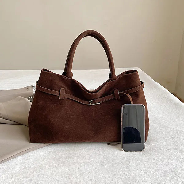 Elegant Brown Suede Handbag