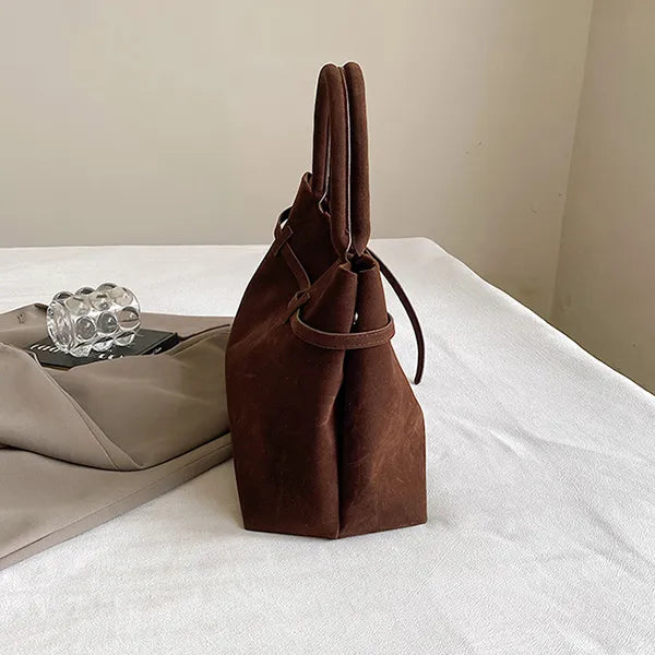 Elegant Brown Suede Handbag
