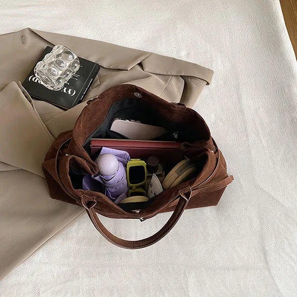 Elegant Brown Suede Handbag