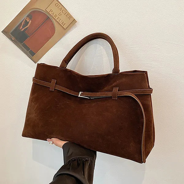 Elegant Brown Suede Handbag