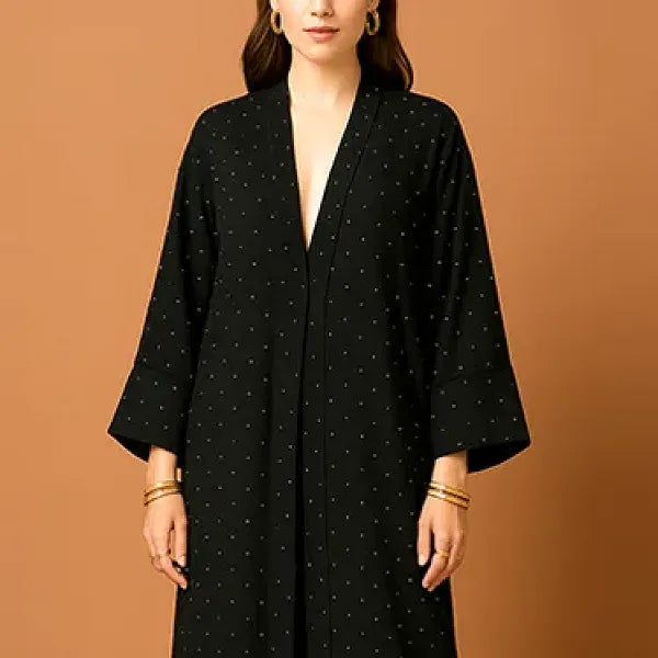 Polka Dot Pattern Open Style Long Kimono Cardigan