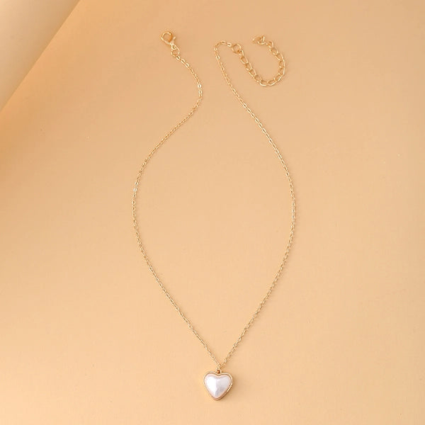 Gold Plated Rhinestone Heart Pendant Necklace for Women