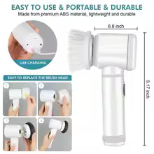 5-in-1 Electric Rotating Scrubber with Replaceable Brush Heads