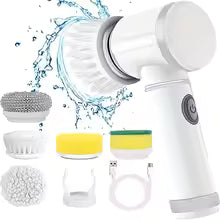 5-in-1 Electric Rotating Scrubber with Replaceable Brush Heads