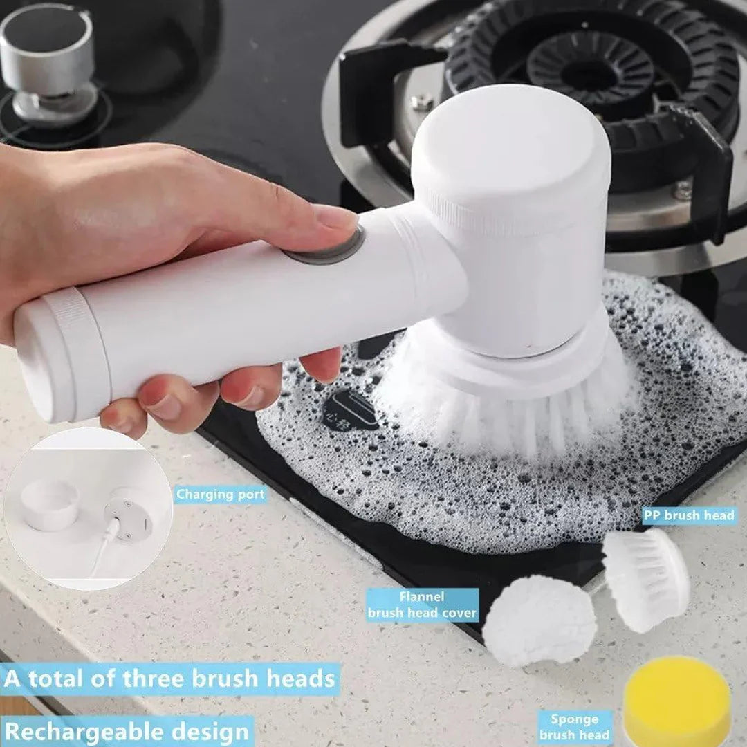 5-in-1 Electric Rotating Scrubber with Replaceable Brush Heads