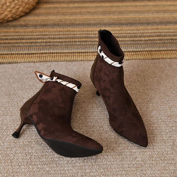 Elegant Pointed Toe Suede Heels