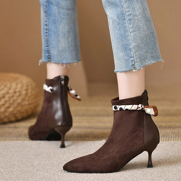 Elegant Pointed Toe Suede Heels