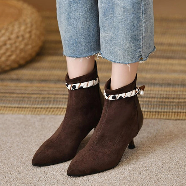 Elegant Pointed Toe Suede Heels