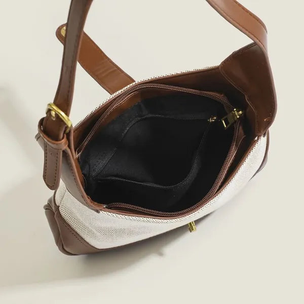 Chic Leather Canvas Shoulder Bag