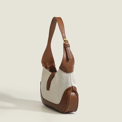 Chic Leather Canvas Shoulder Bag