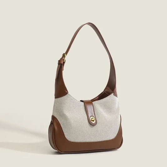 Chic Leather Canvas Shoulder Bag