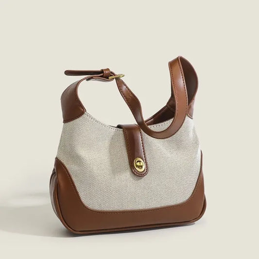 Chic Leather Canvas Shoulder Bag