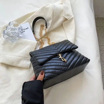 Chevron Pattern Women Shoulder Bag Magnetic Closure Luxury Design Purse Formal Casual Shoulder Bags