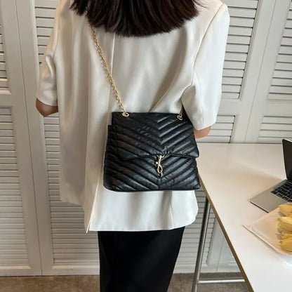 Chevron Pattern Women Shoulder Bag Magnetic Closure Luxury Design Purse Formal Casual Shoulder Bags