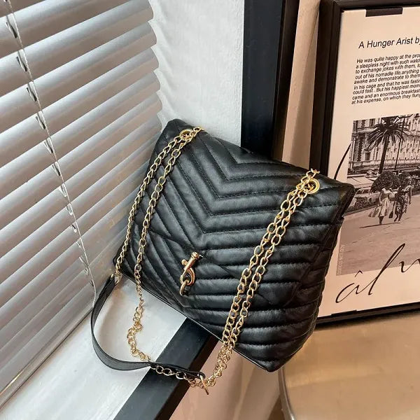 Chevron Pattern Women Shoulder Bag Magnetic Closure Luxury Design Purse Formal Casual Shoulder Bags