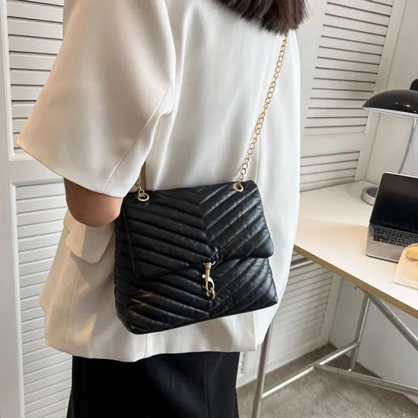 Chevron Pattern Women Shoulder Bag Magnetic Closure Luxury Design Purse Formal Casual Shoulder Bags