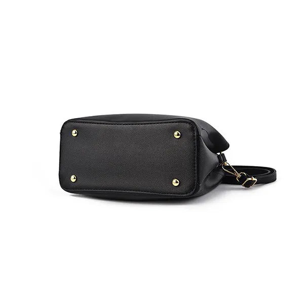 Elegant Black Leather Adjustable Strap Handbag