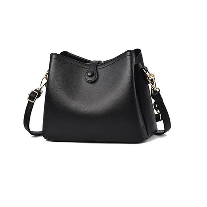 Elegant Black Leather Adjustable Strap Handbag