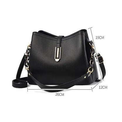 Elegant Black Leather Adjustable Strap Handbag