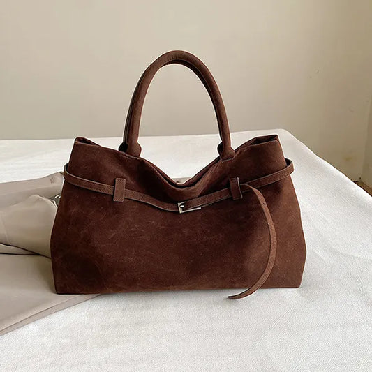 Elegant Brown Suede Handbag