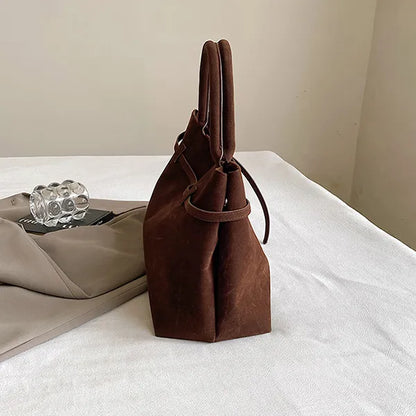 Elegant Brown Suede Handbag