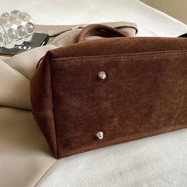 Elegant Brown Suede Handbag