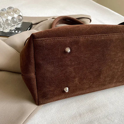 Elegant Brown Suede Handbag