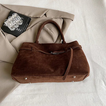 Elegant Brown Suede Handbag