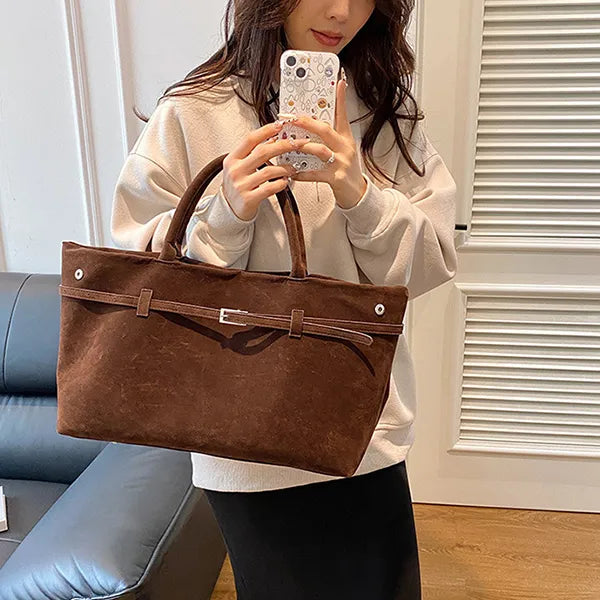 Elegant Brown Suede Handbag