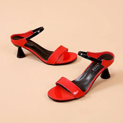 Open-Toe Strap Closure Outdoor Party Wear Women Heeled Sandals