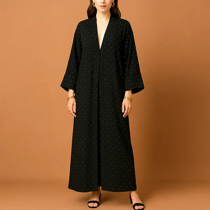 Polka Dot Pattern Open Style Long Kimono Cardigan