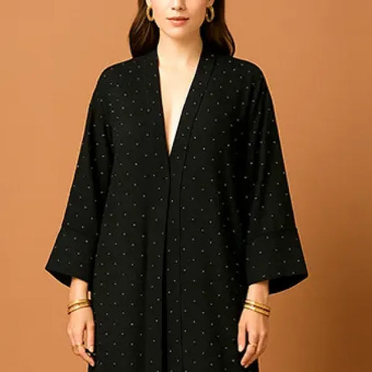 Polka Dot Pattern Open Style Long Kimono Cardigan