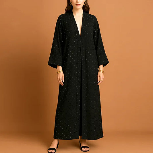 Polka Dot Pattern Open Style Long Kimono Cardigan