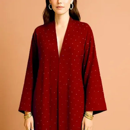 Polka Dot Pattern Open Style Long Kimono Cardigan