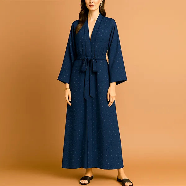Polka Dot Pattern Open Style Long Kimono Cardigan