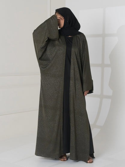 Bariq Open Abaya - Deep Green