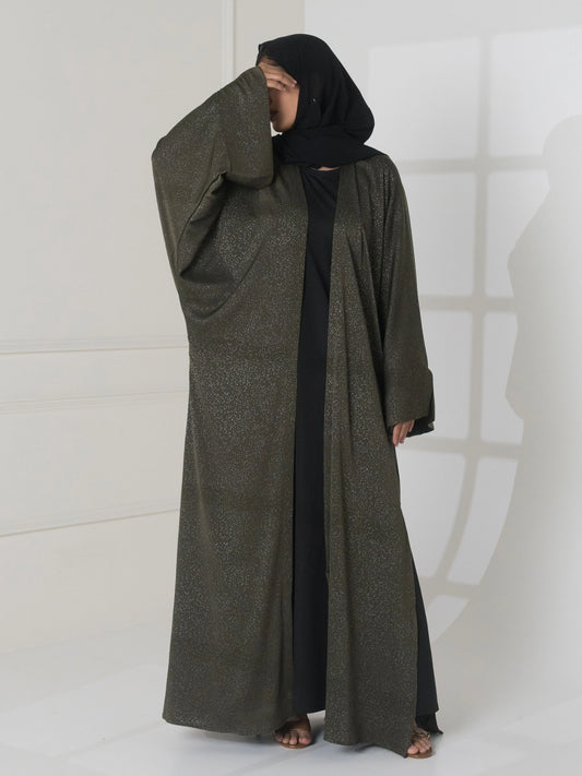 Bariq Open Abaya - Deep Green