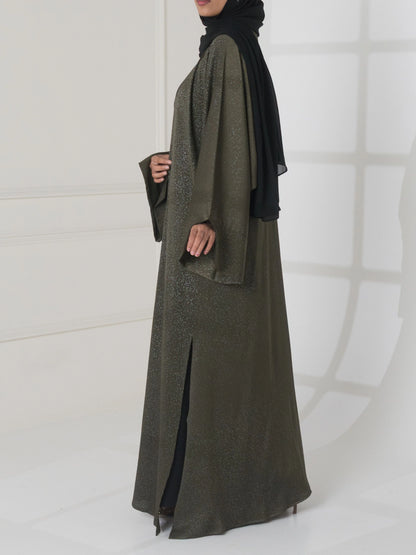 Bariq Open Abaya - Deep Green
