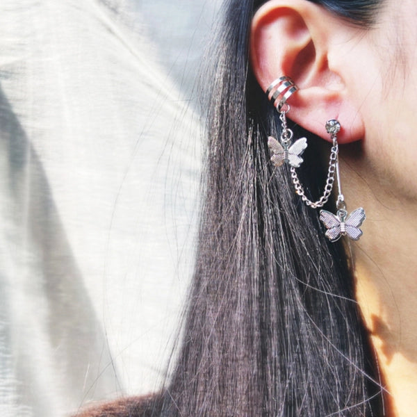 Silver Crystal Butterfly Earrings for Women