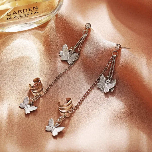 Silver Crystal Butterfly Earrings for Women