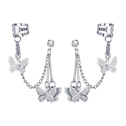 Silver Crystal Butterfly Earrings for Women