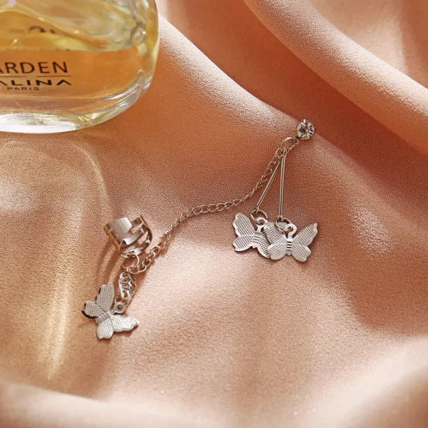 Silver Crystal Butterfly Earrings for Women