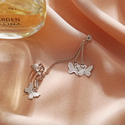 Silver Crystal Butterfly Earrings for Women