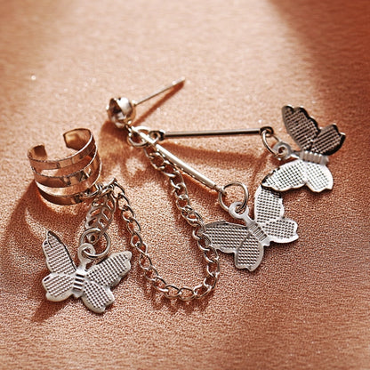 Silver Crystal Butterfly Earrings for Women