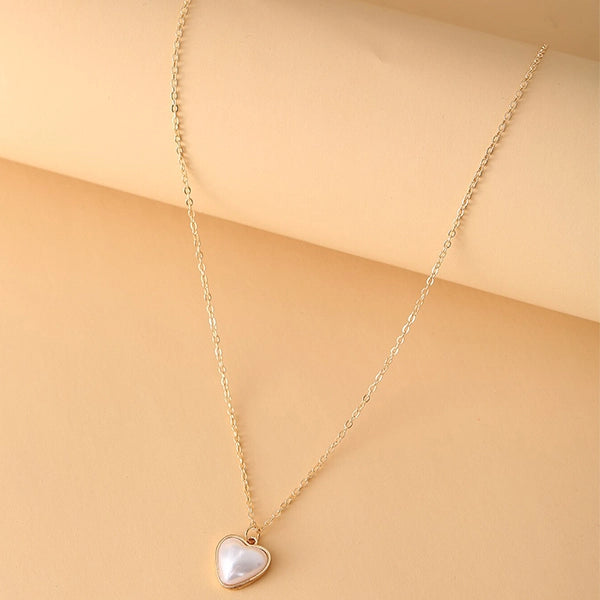 Gold Plated Rhinestone Heart Pendant Necklace for Women