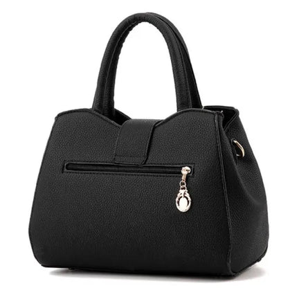 Classy Black Girls Handbag Synthetic Leather with Twist Lock Strap Shoulder Double Handle Women Bags